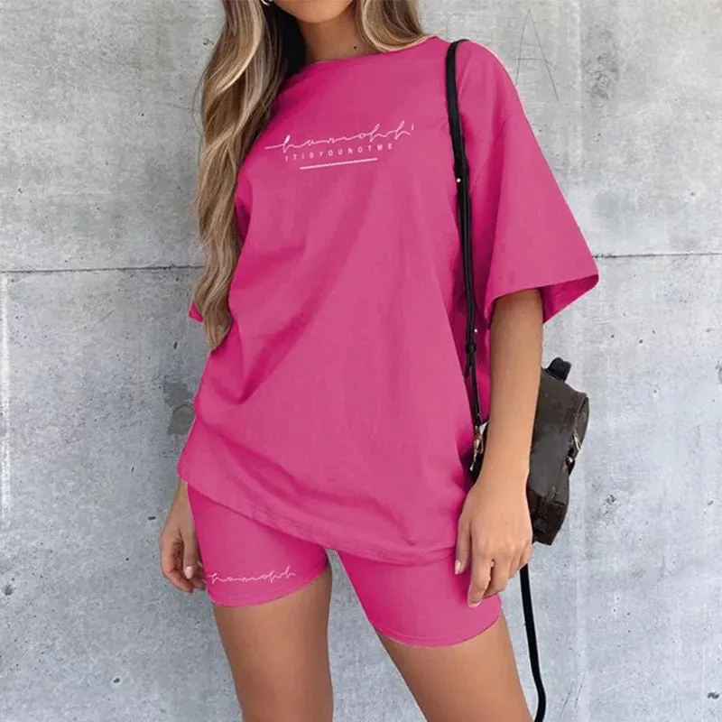 Casual Basic Oversize Shirt and Shorts Set