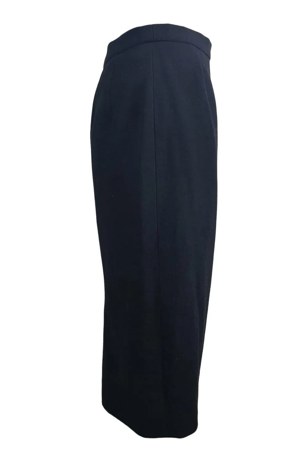 CELINE Vintage Black 100% Wool Mid Length Pencil Skirt (FR 40)