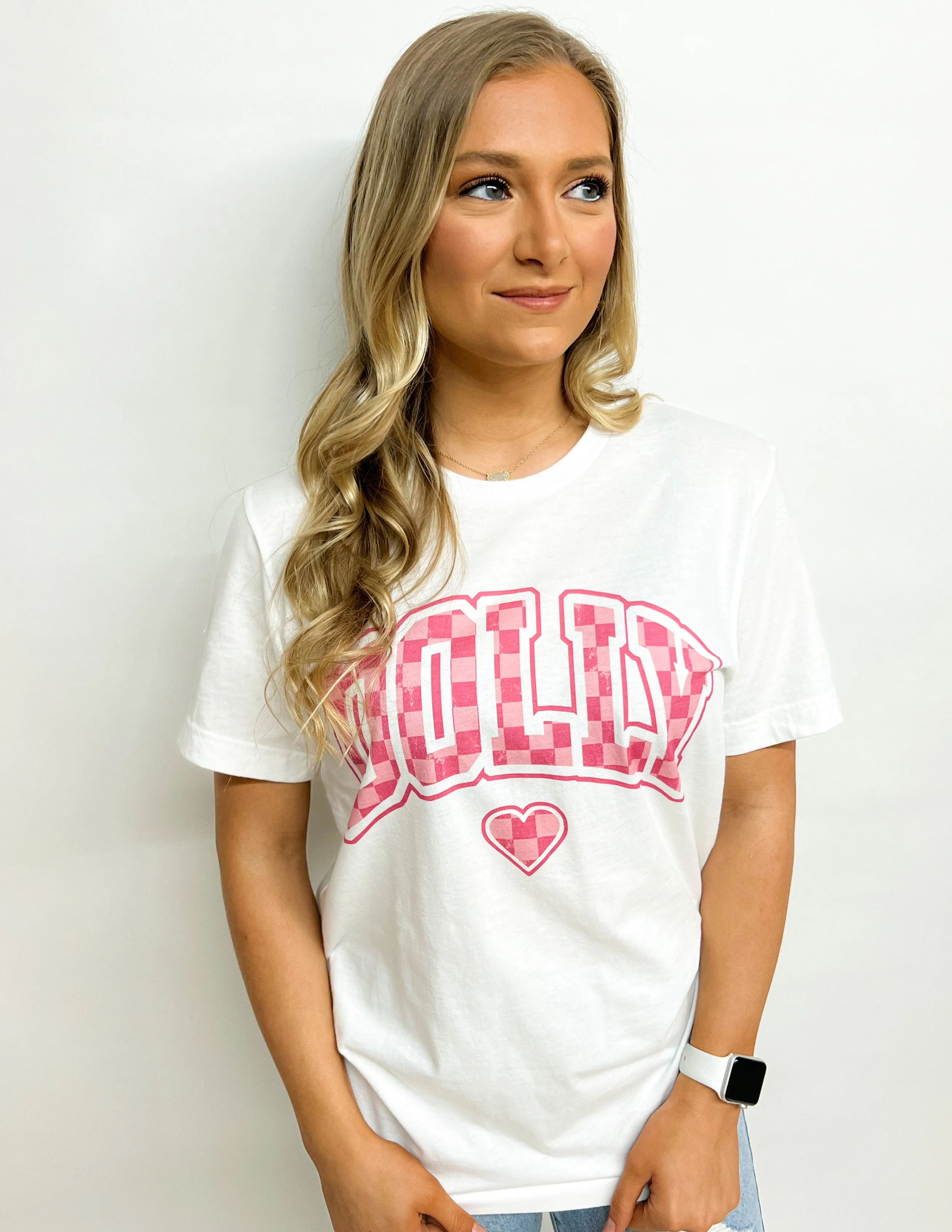 Checkered Dolly Heart Graphic Tee