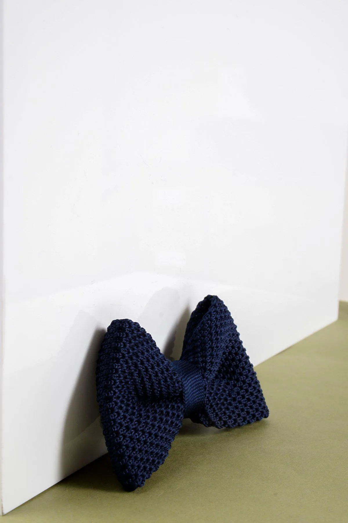 Children's Knitted Bow Tie In Navy