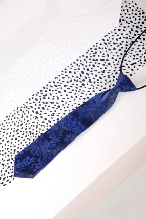 Children's Navy Paisley Print Tie