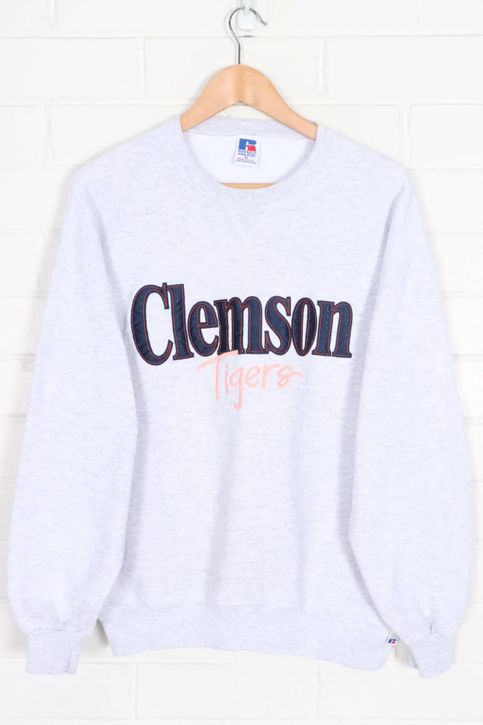 Clemson University Tigers Embroidered RUSSELL ATHLETIC Sweatshirt USA Made (L)