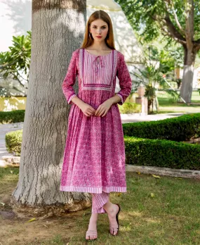 Cordelia Pink A-Line Cotton Kurta