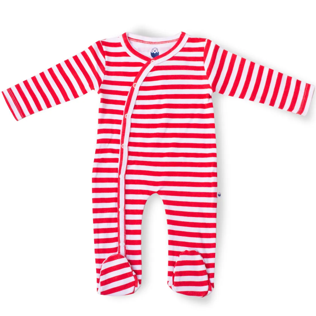 Cotton - Sleep Suit Red & White Romper