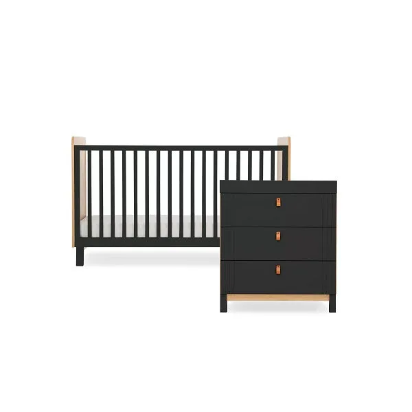 CuddleCo Rafi 2 Piece Nursery Furniture Set - Oak & Black