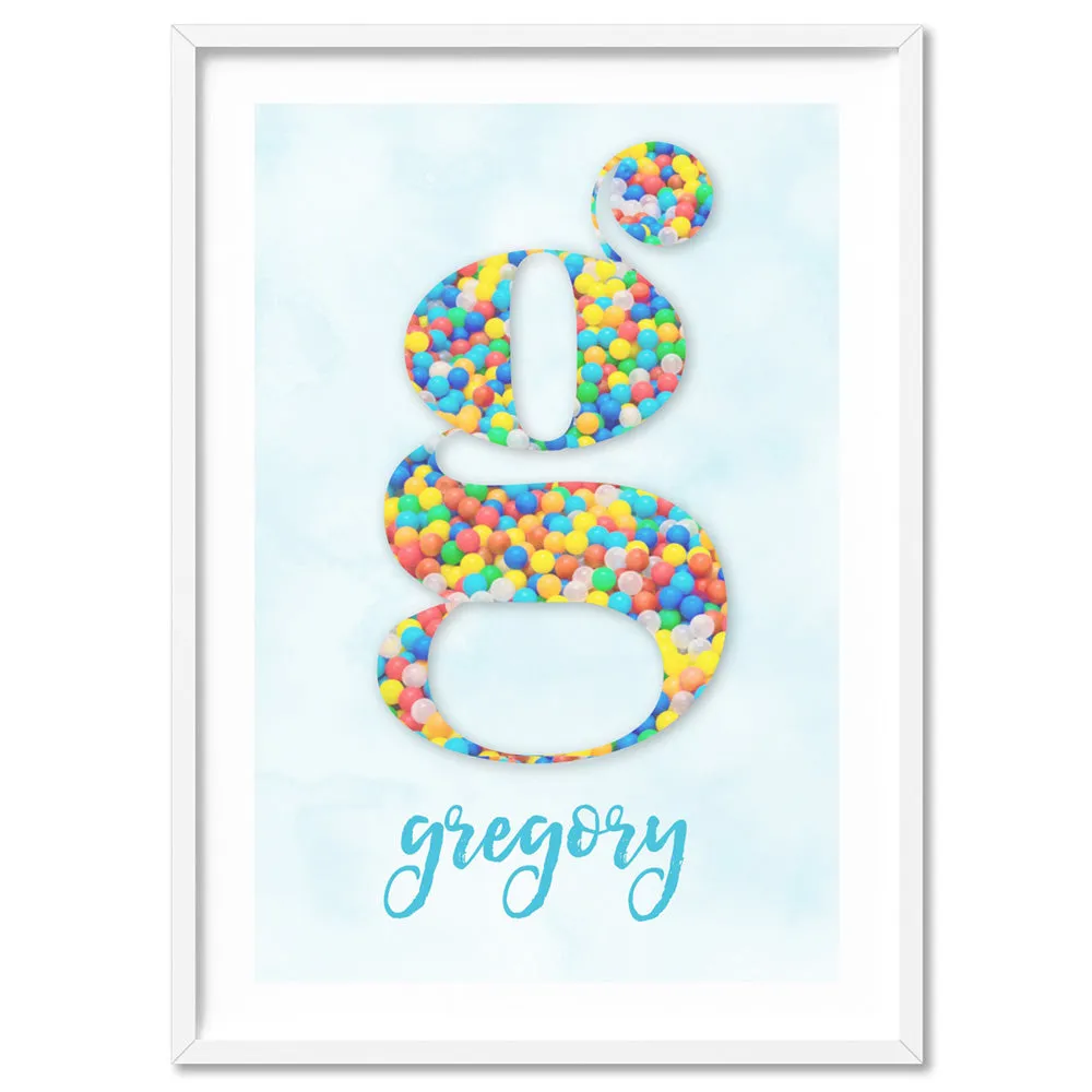 Custom Kids Bright Sprinkles | Initial & Name  - Art Print