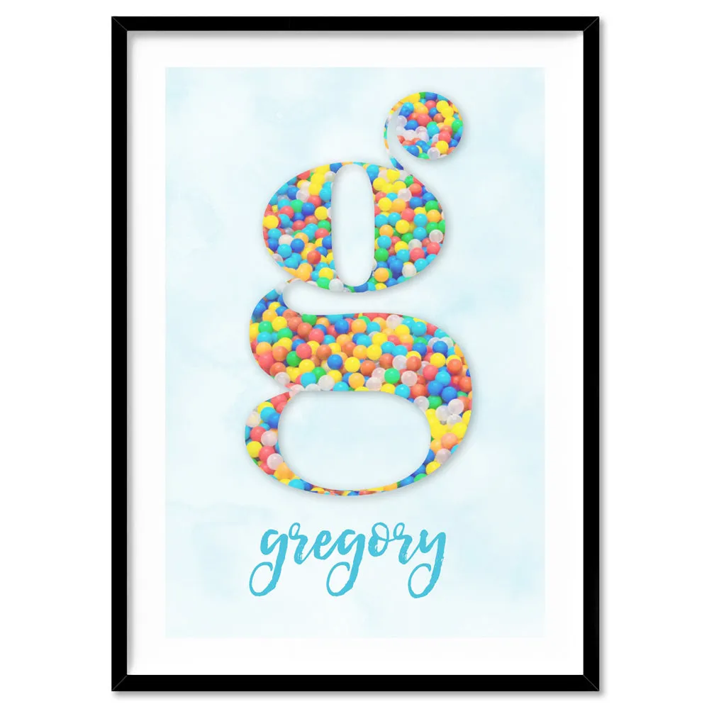 Custom Kids Bright Sprinkles | Initial & Name  - Art Print