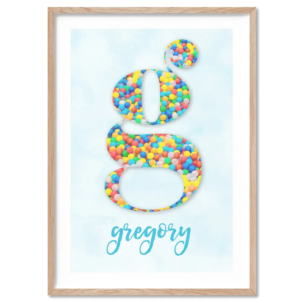 Custom Kids Bright Sprinkles | Initial & Name  - Art Print