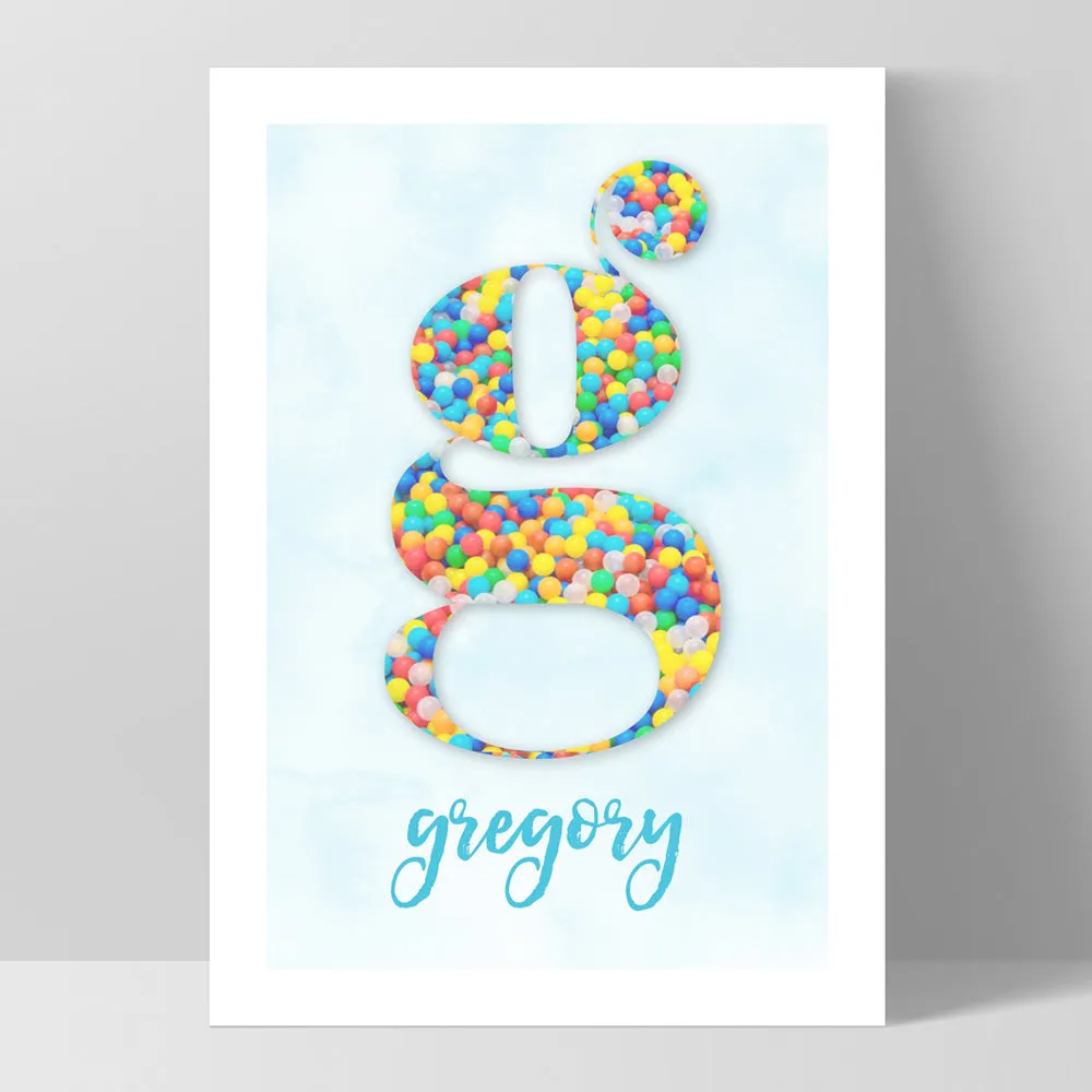 Custom Kids Bright Sprinkles | Initial & Name  - Art Print