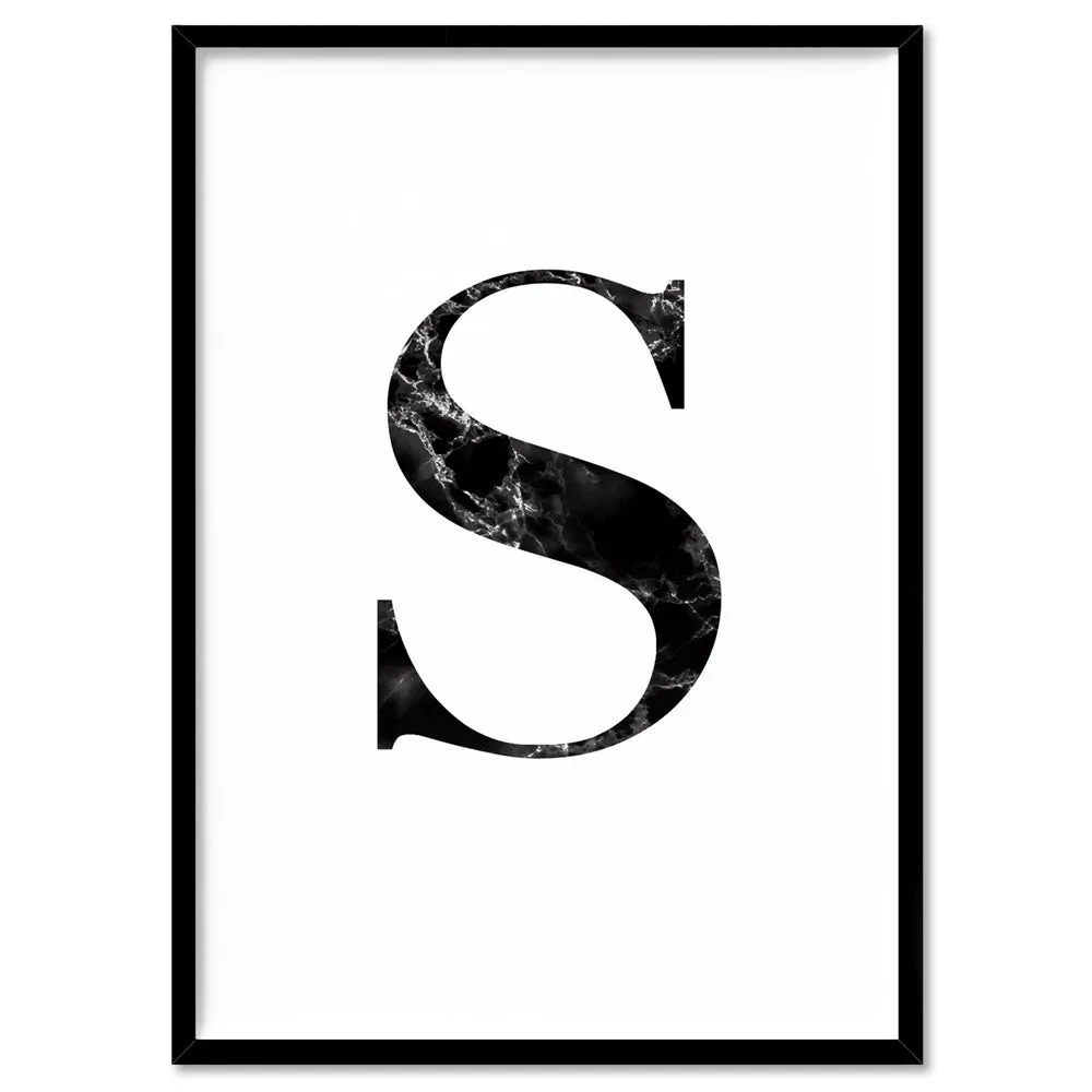 Custom Personalised Black Marble Initial - Art Print