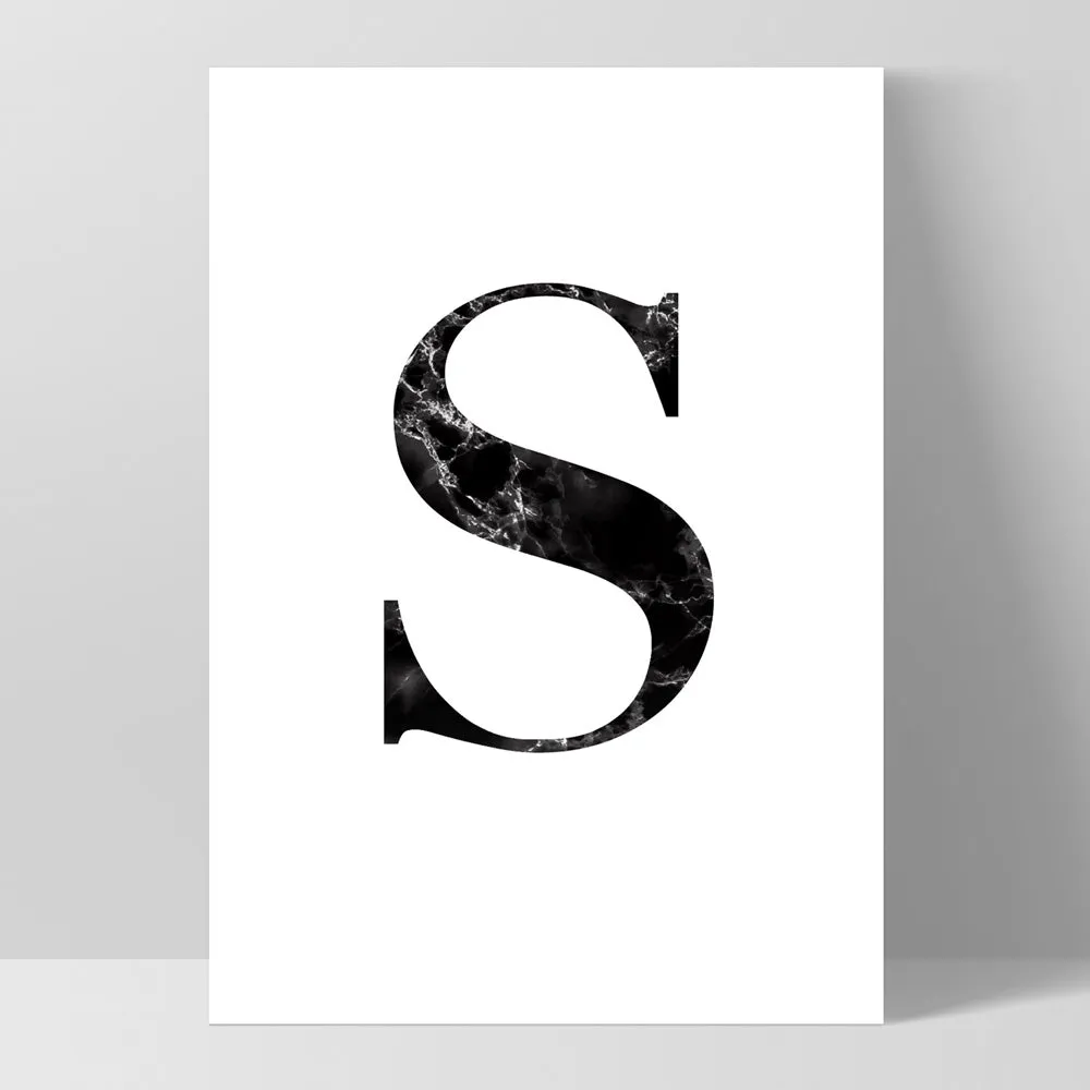 Custom Personalised Black Marble Initial - Art Print