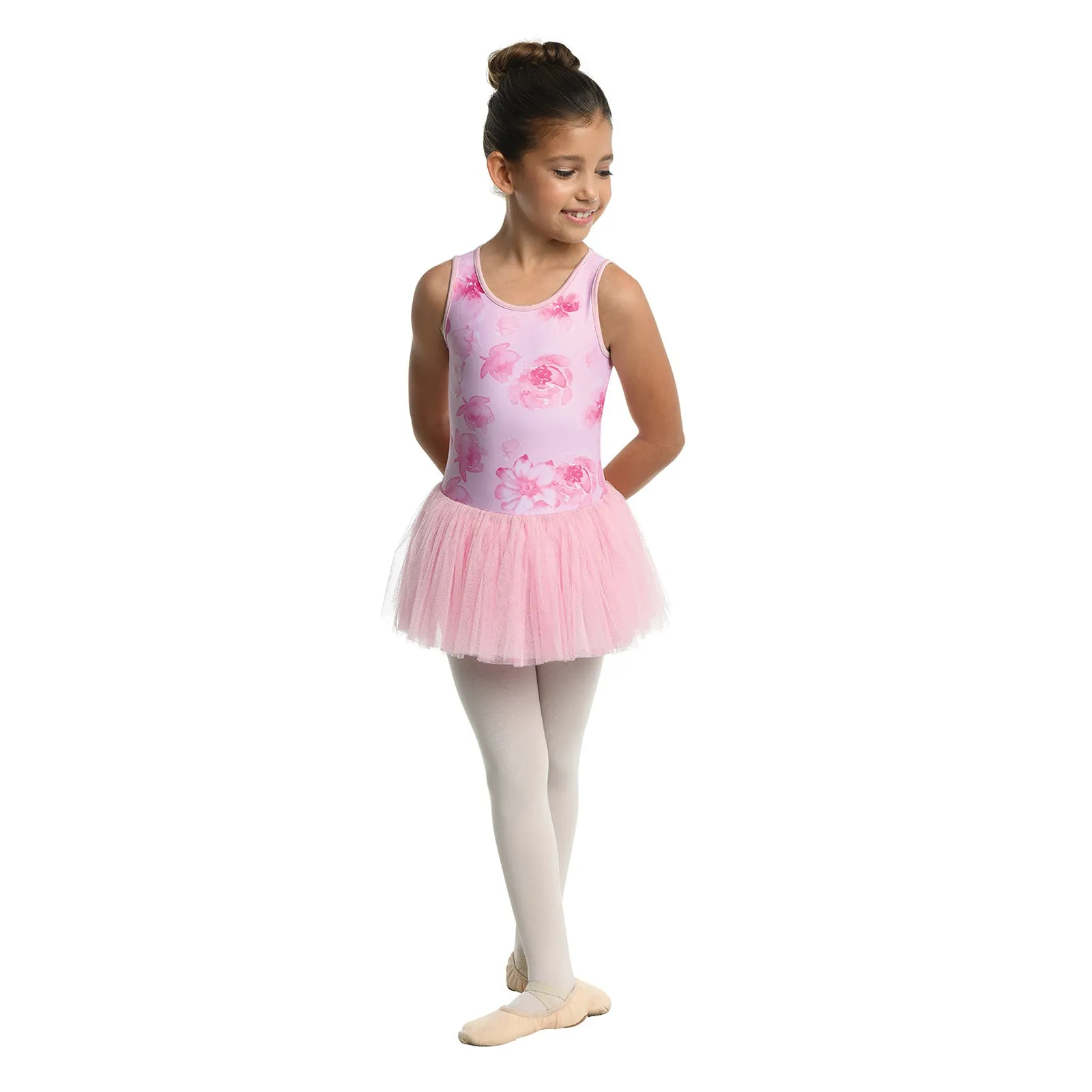 Danznmotion Ainsley Watercolor Floral Tank Tutu Dress