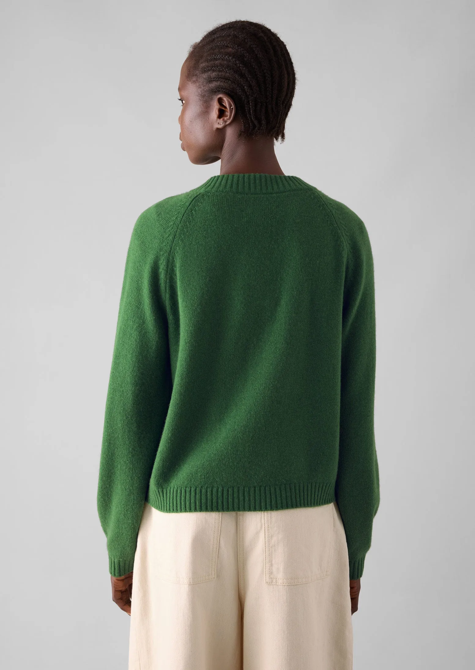 Eden Wool Cashmere Raglan Cardigan | Mineral Green