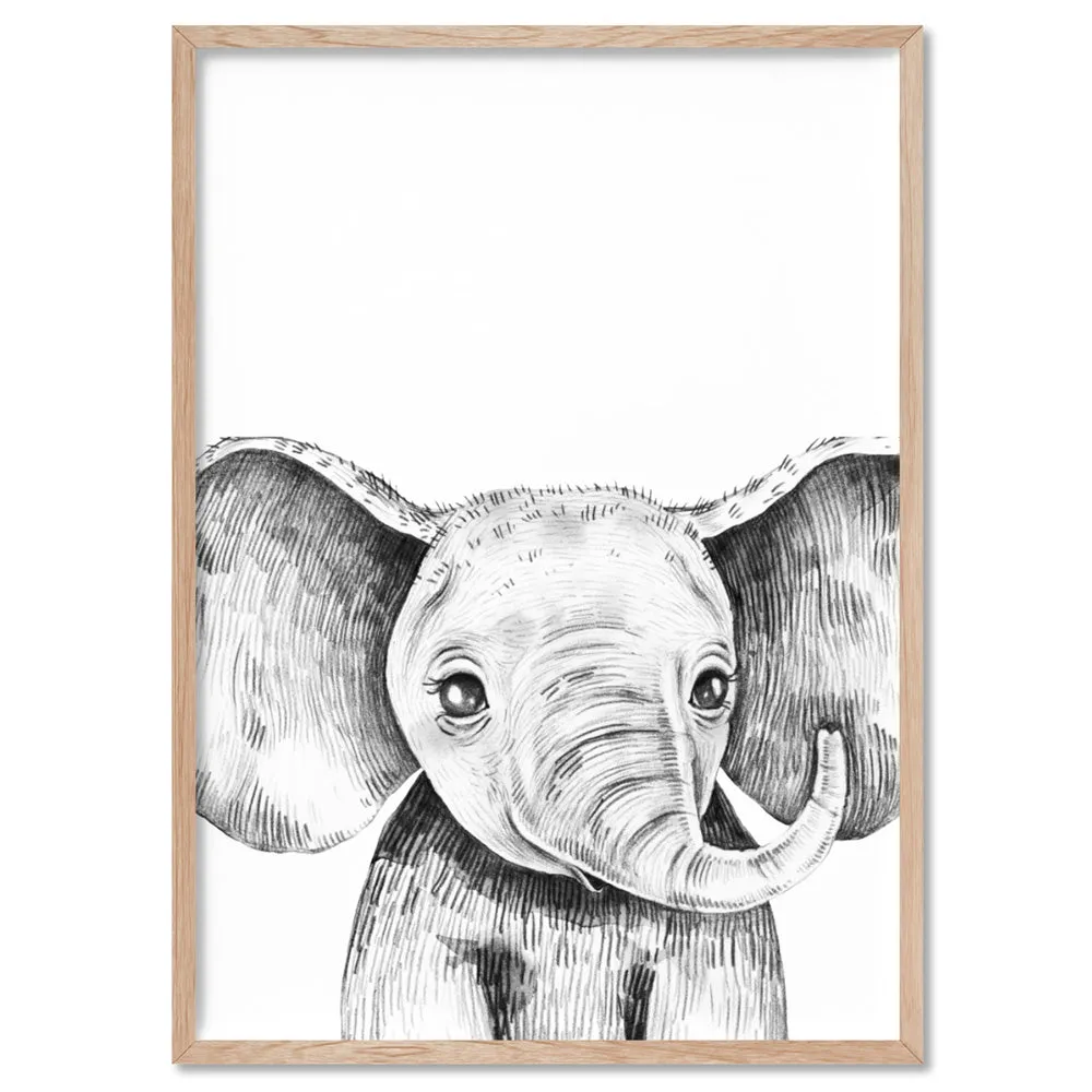 Elephant Baby Peek a Boo Animal - Art Print