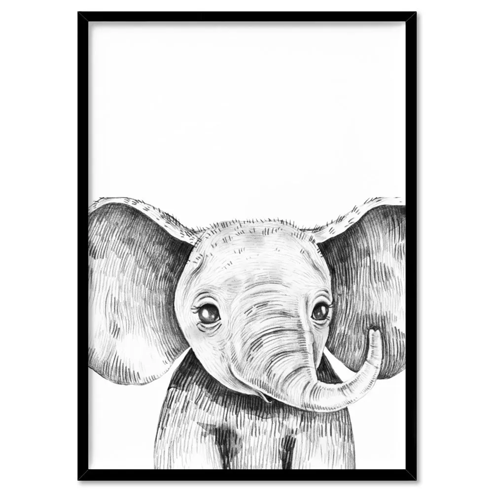 Elephant Baby Peek a Boo Animal - Art Print