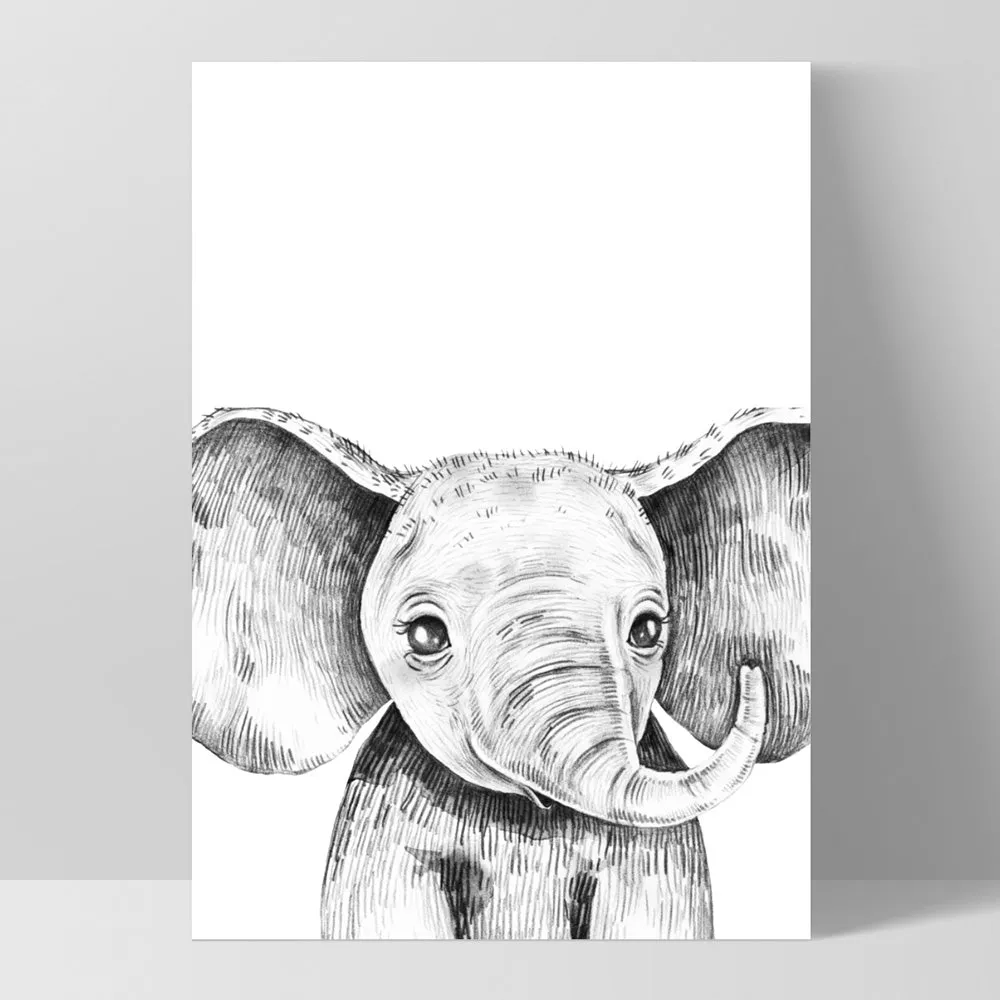 Elephant Baby Peek a Boo Animal - Art Print