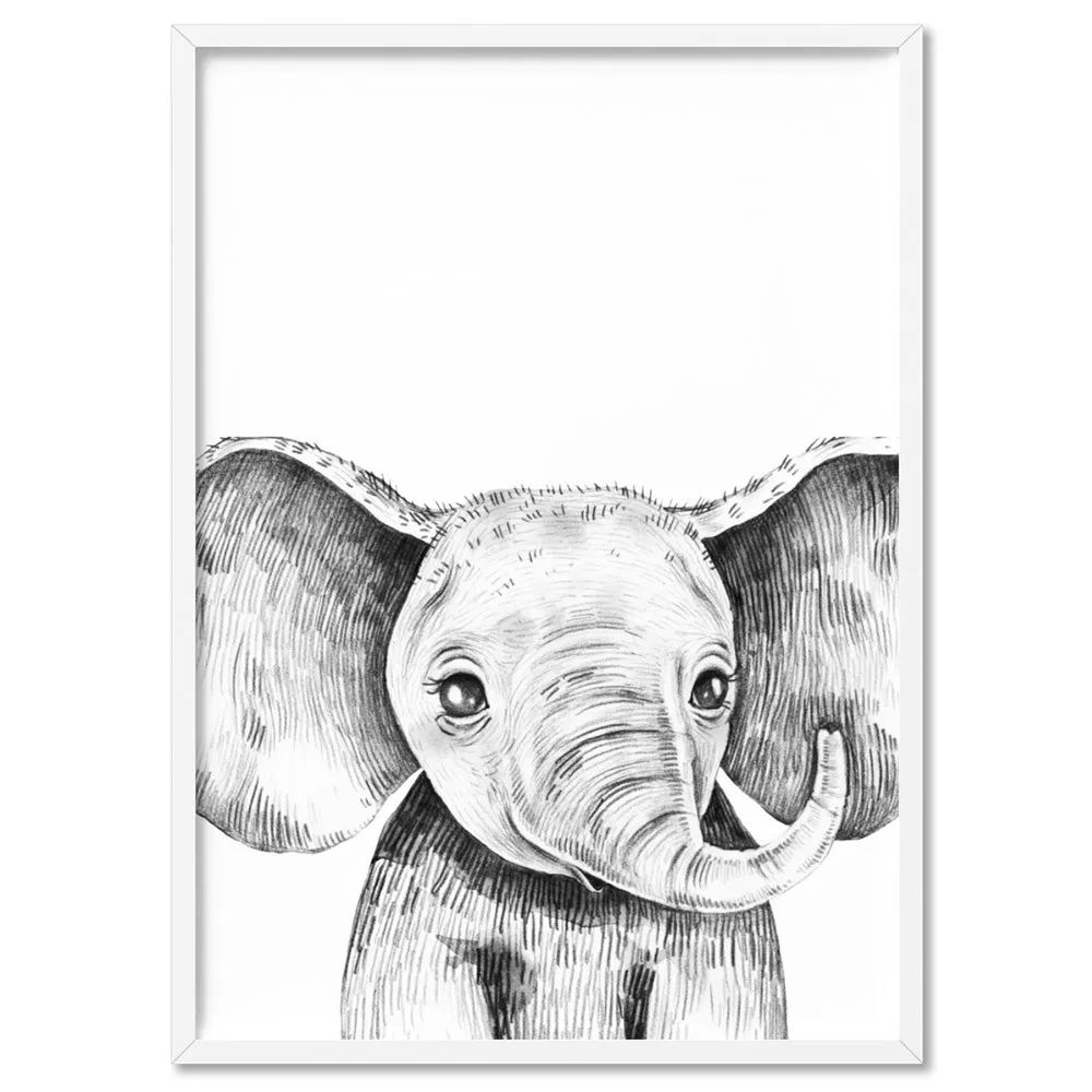 Elephant Baby Peek a Boo Animal - Art Print