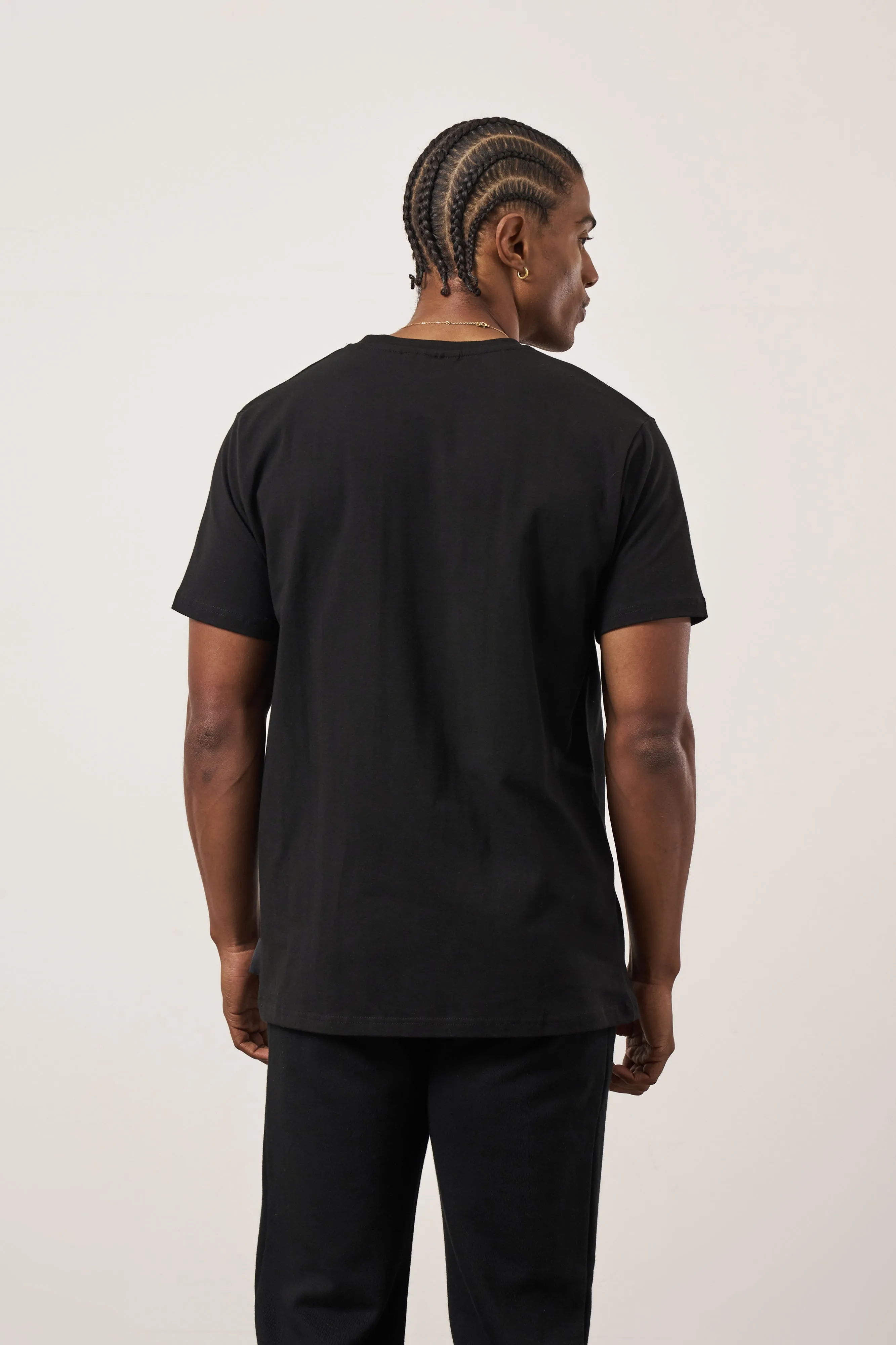 EMBLEM EMBROIDERED SLIM FIT T-SHIRT - BLACK