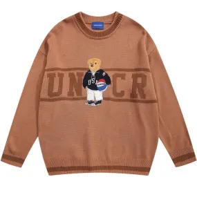 Embroidered Teddy Bear Knitted Sweater