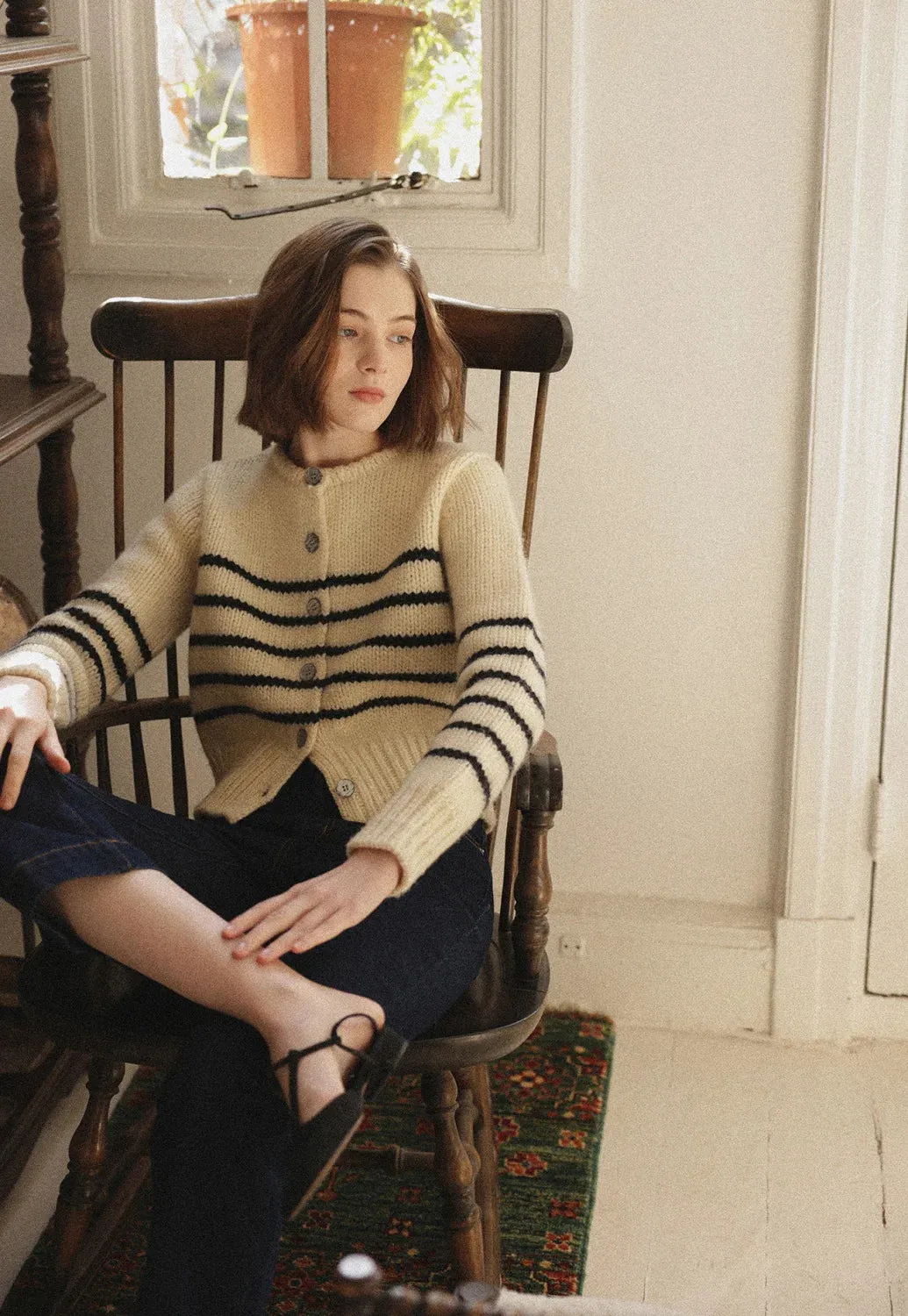 Faith - Knitted striped cardigan