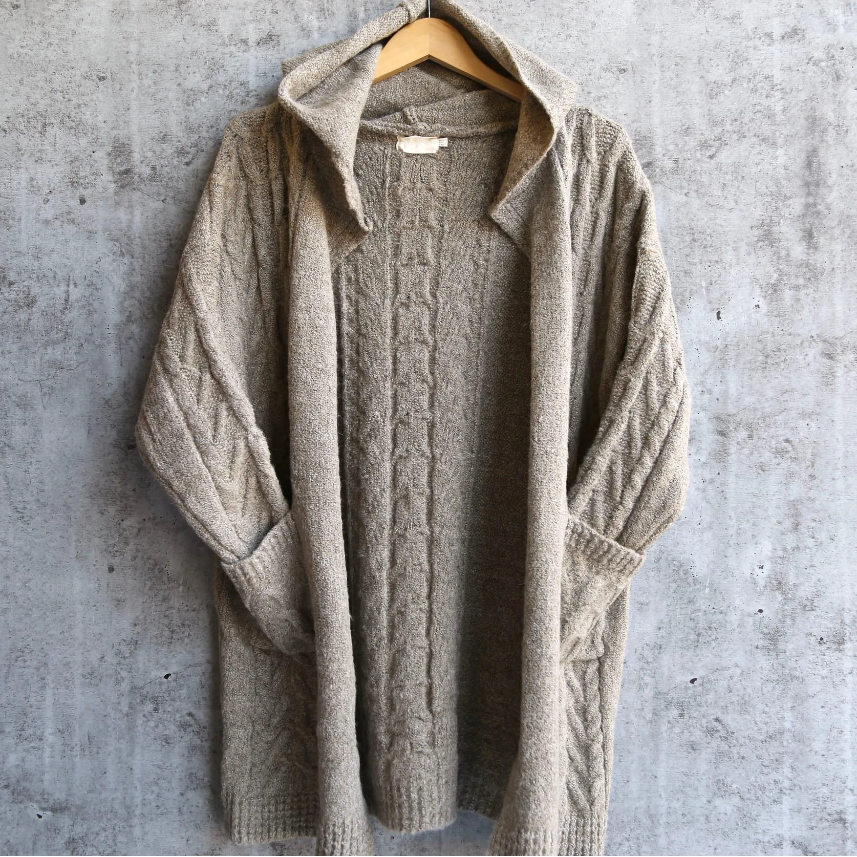 Final Sale - Dreamers - Knit Open Cardigan With Hoodie in Mocha