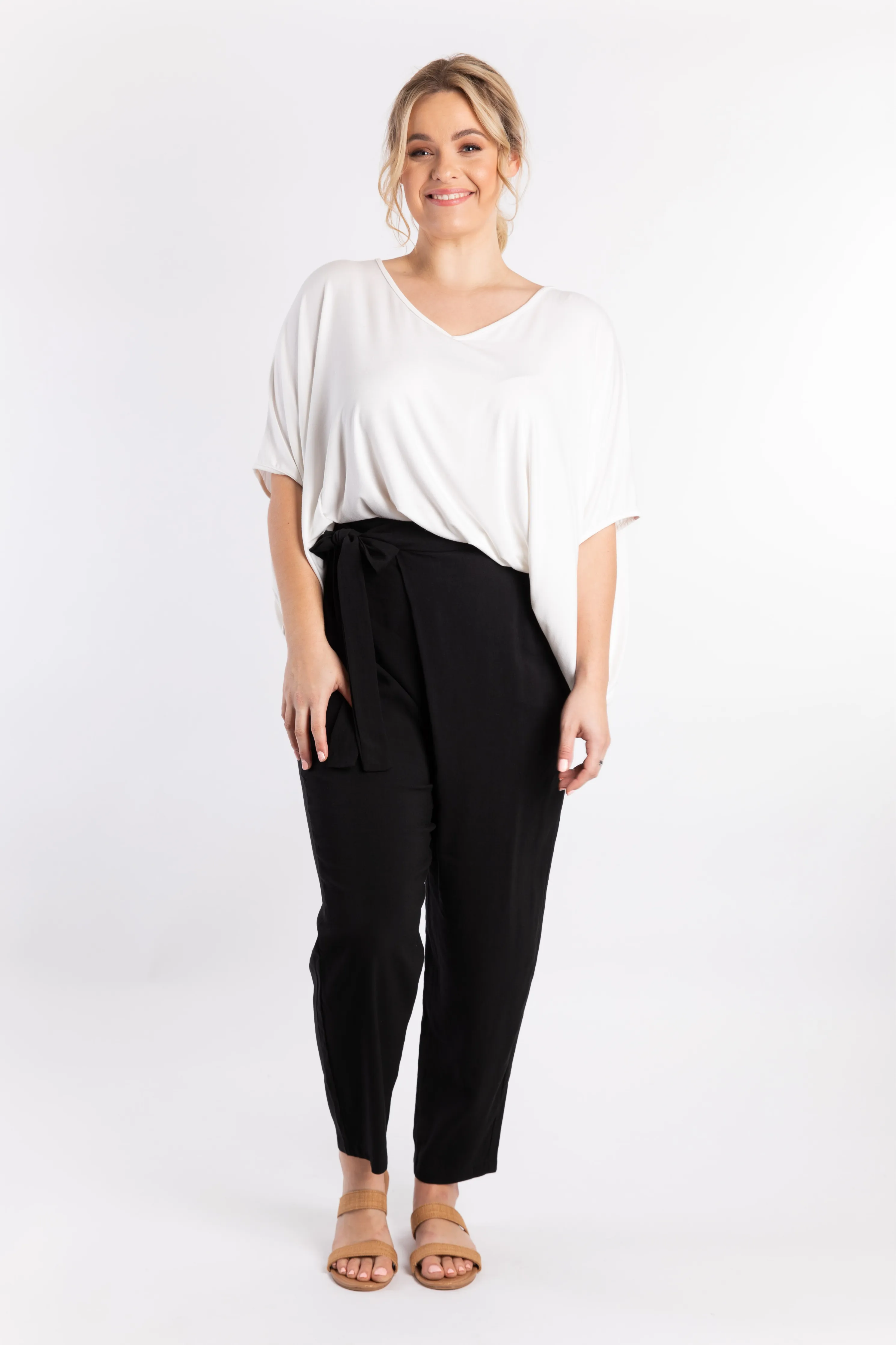 FINAL SALE Melody Pleat Pant in Black