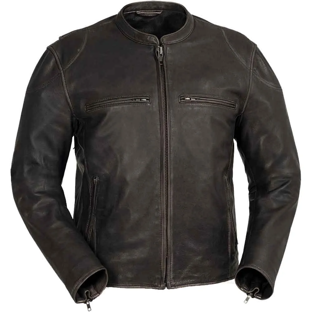 First Mfg Mens Indy Vented Leather Motorcycle Jacket