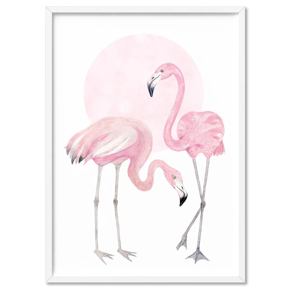 Flamingo Duo in Watercolours - Art Print