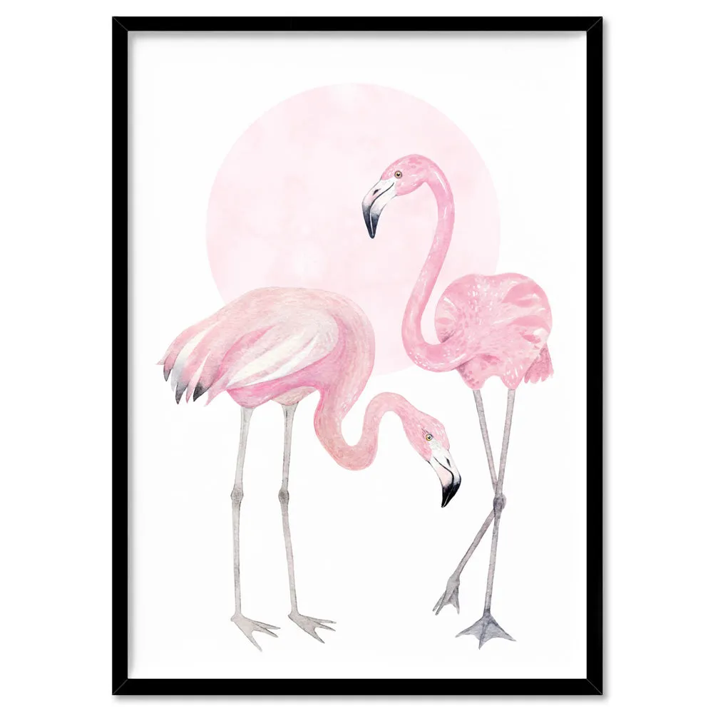 Flamingo Duo in Watercolours - Art Print