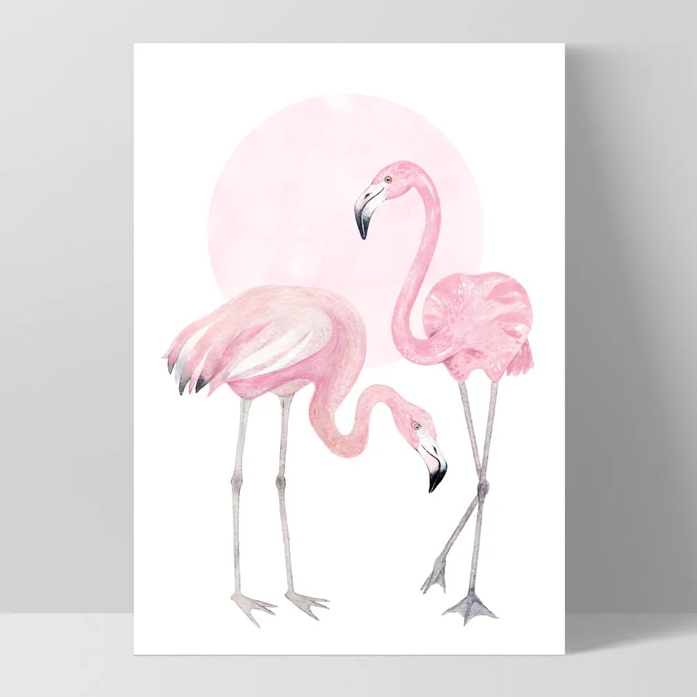 Flamingo Duo in Watercolours - Art Print