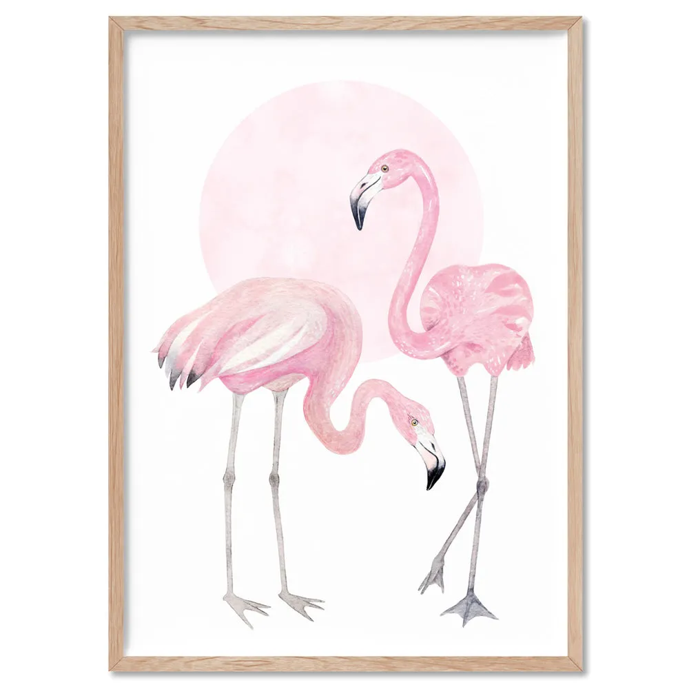 Flamingo Duo in Watercolours - Art Print