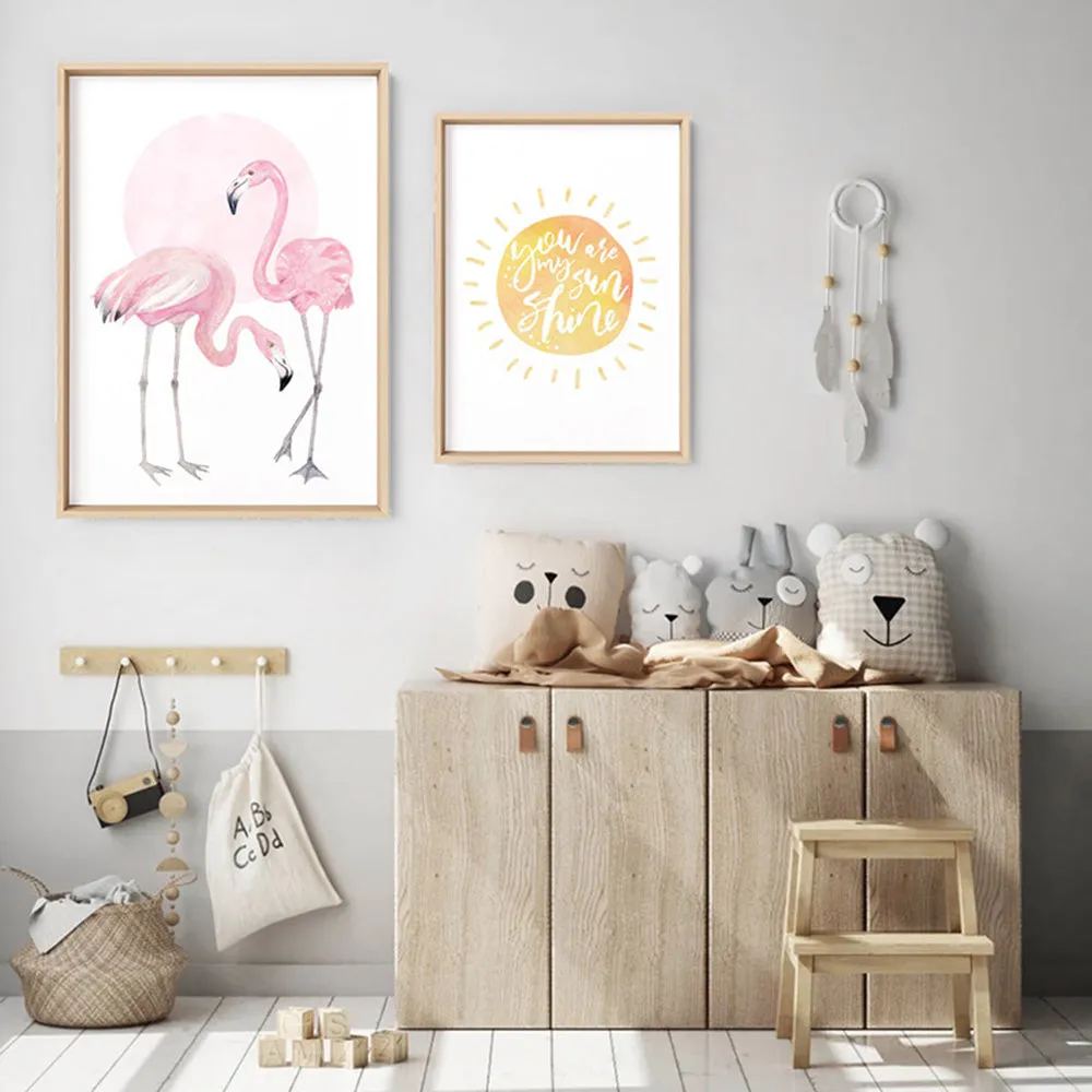 Flamingo Duo in Watercolours - Art Print