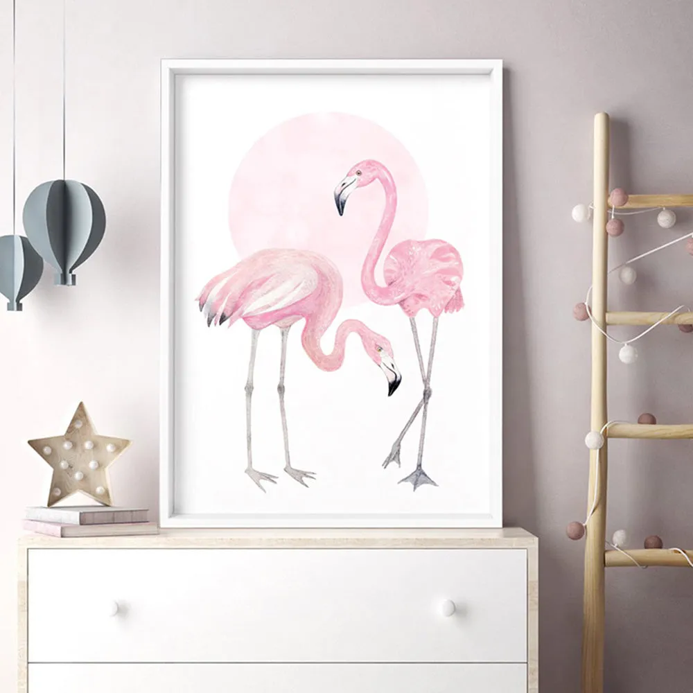 Flamingo Duo in Watercolours - Art Print