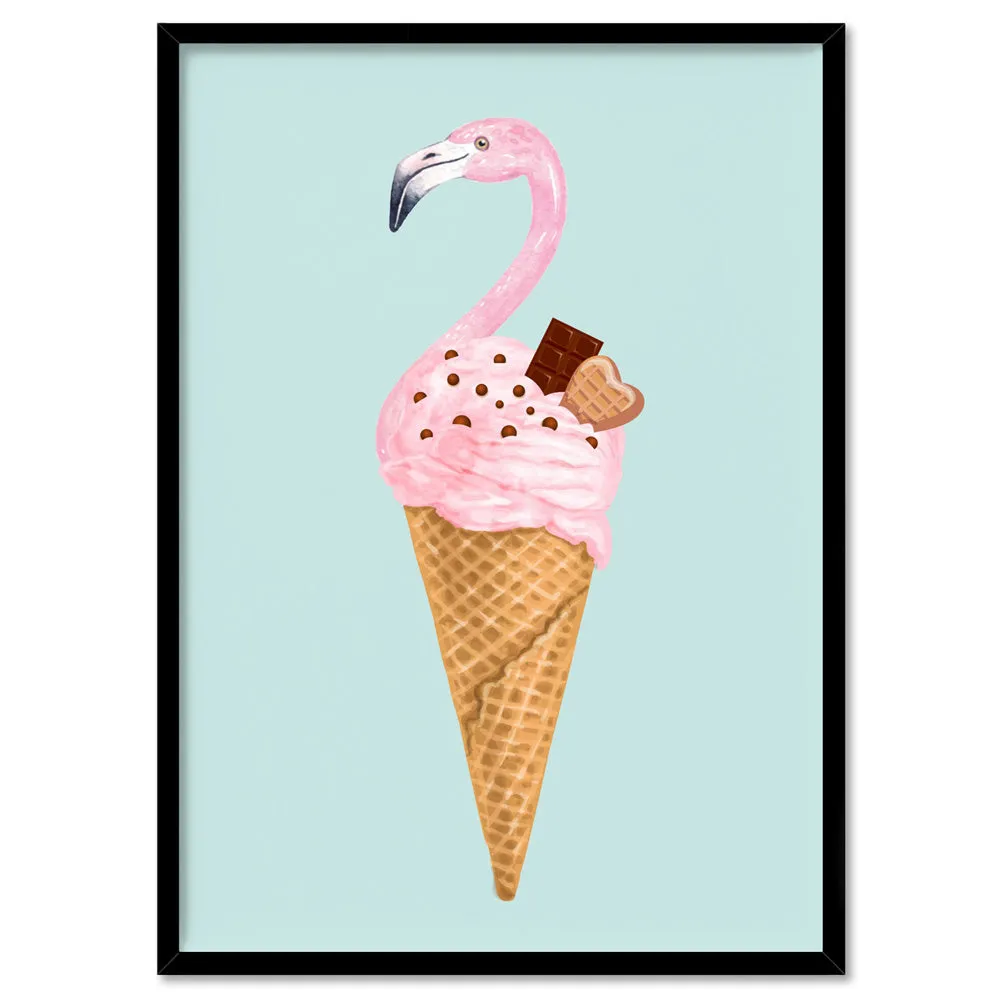 Flamingo Ice Cream Cone - Art Print