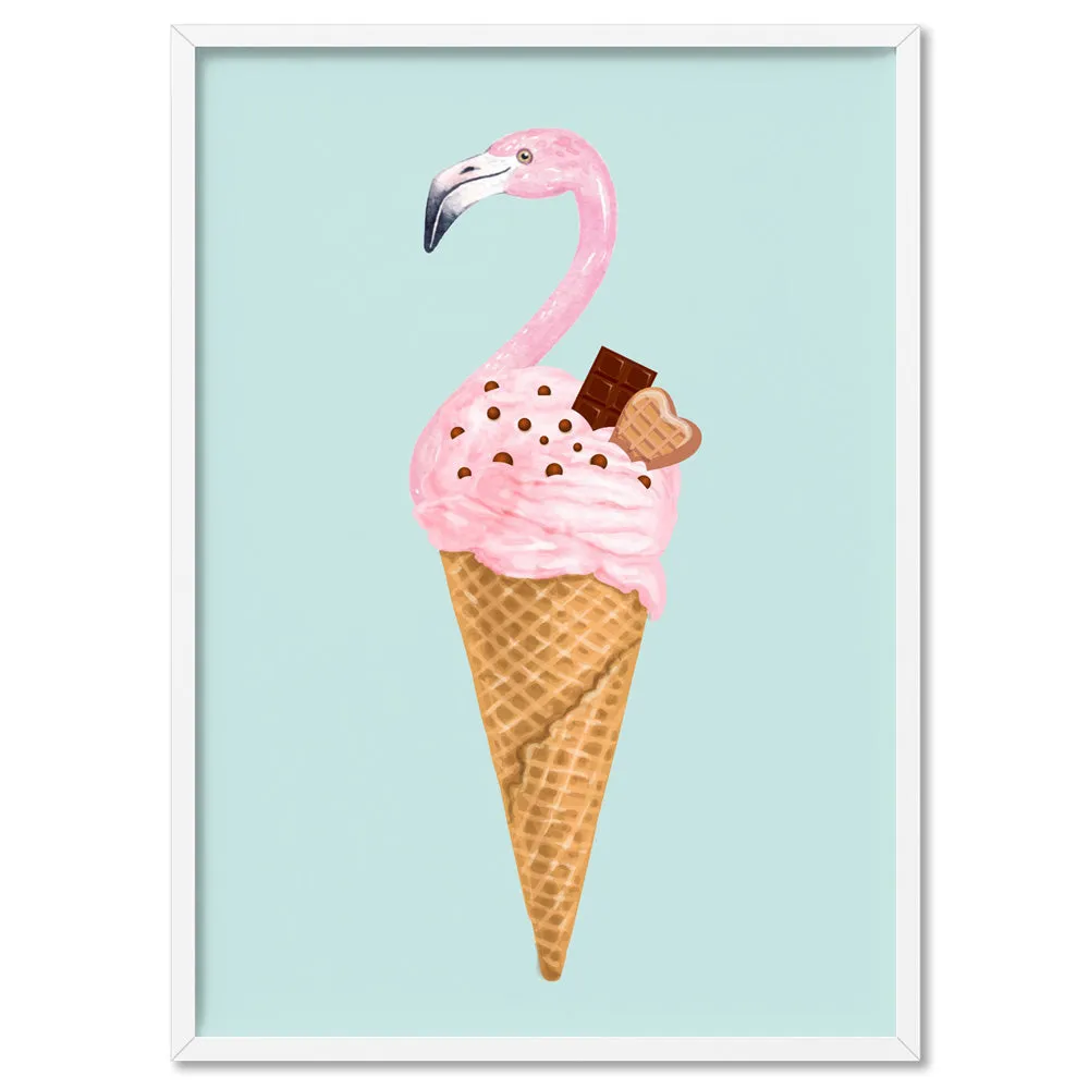 Flamingo Ice Cream Cone - Art Print