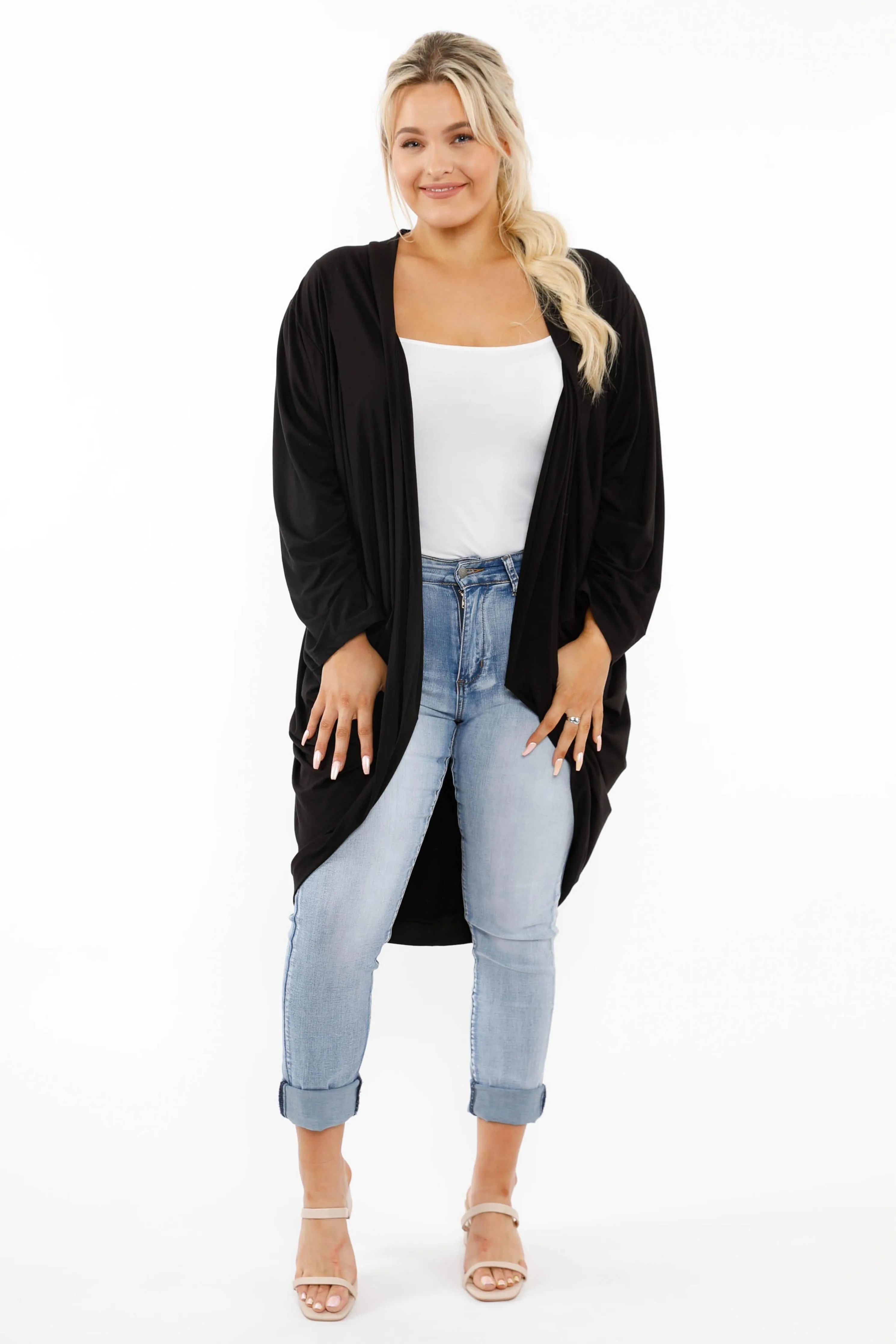 Flounce Cardigan in Black