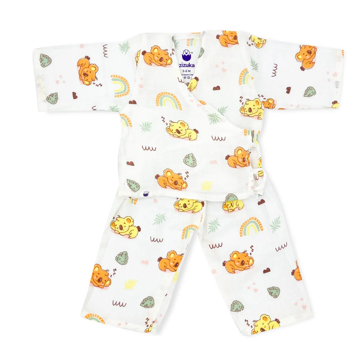 Full Sleeve Kimono Baby Night Suit /Pyjama Set -Organic Muslin -Sleeping Pug