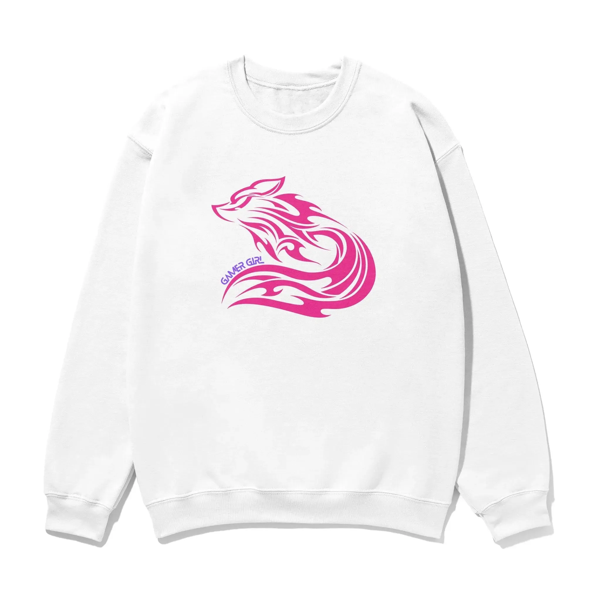 Gamer Girl Pink Fox Unisex Printed Sweatshirt with Sleeve - Perfect for Gaming Enthusiasts