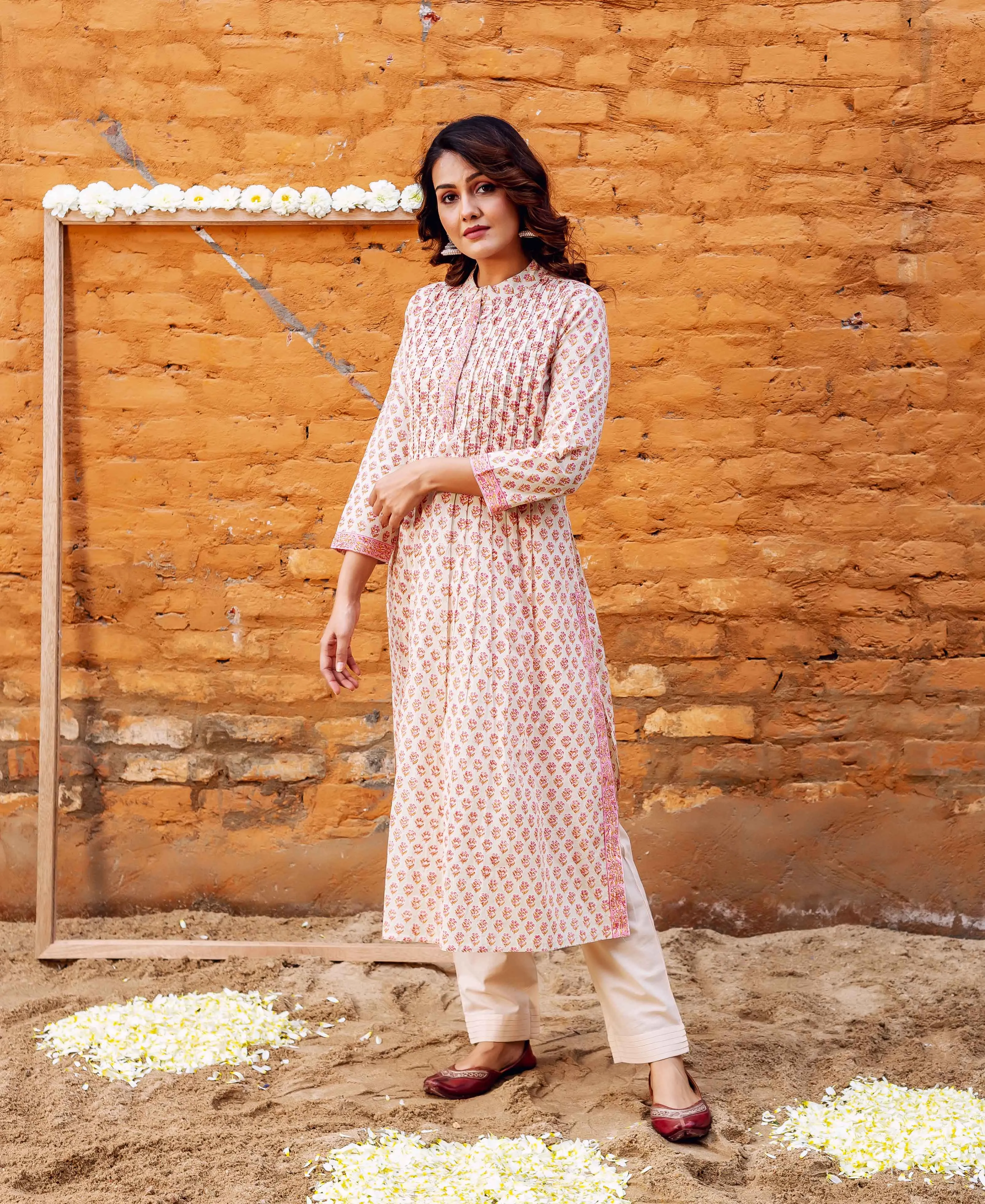 Gazal Block Printed Straight Cotton Kurta