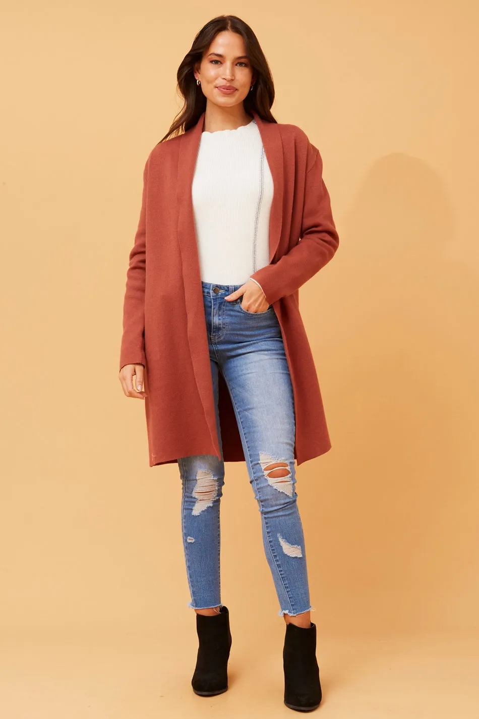 GEORGETTA SOLID KNIT CARDIGAN