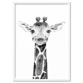 Giraffe Baby Peek a Boo Animal - Art Print