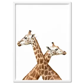 Grazing Giraffe Duo - Art Print