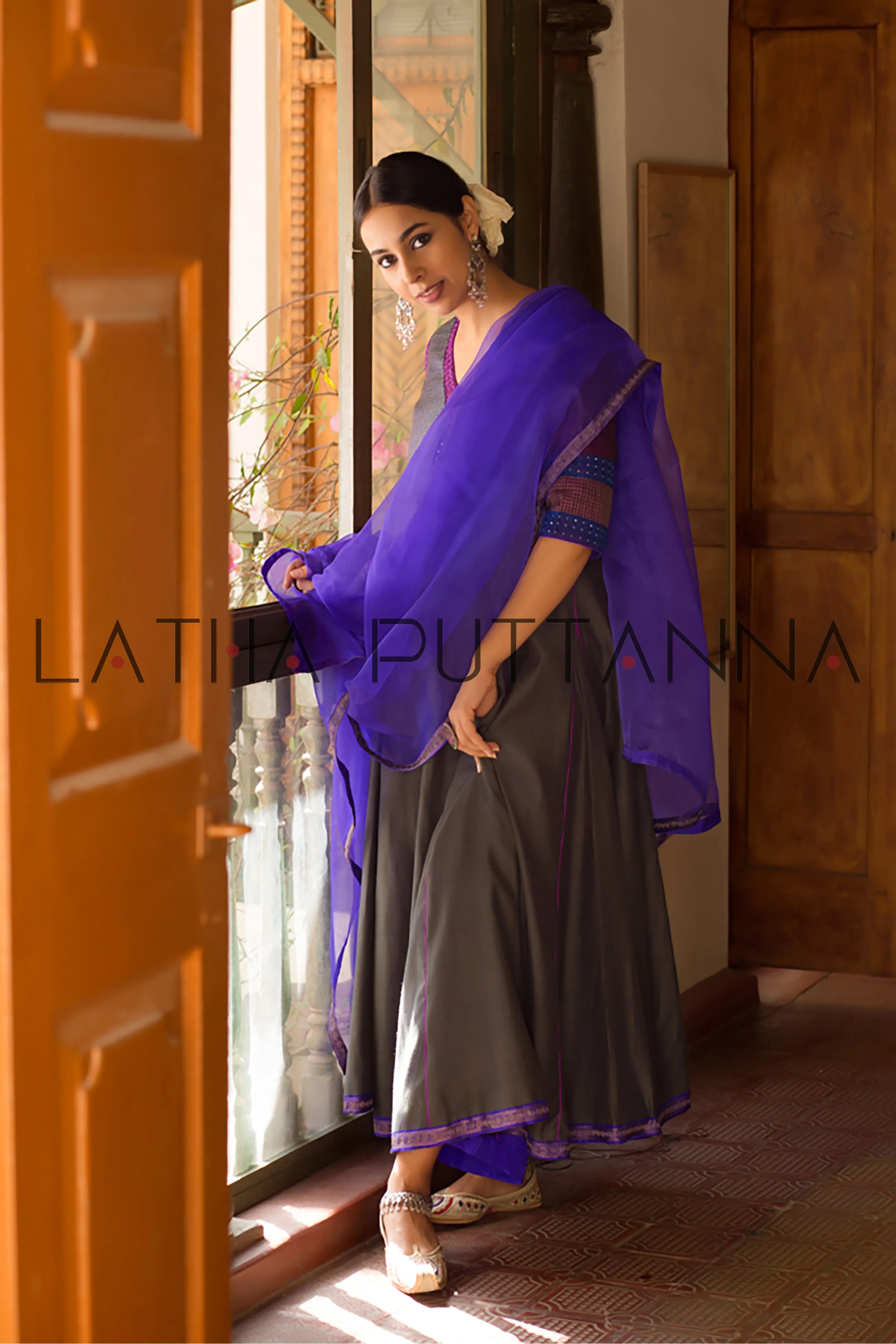 Grey and purple salwar