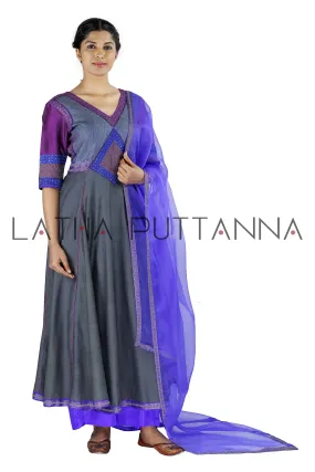 Grey and purple salwar