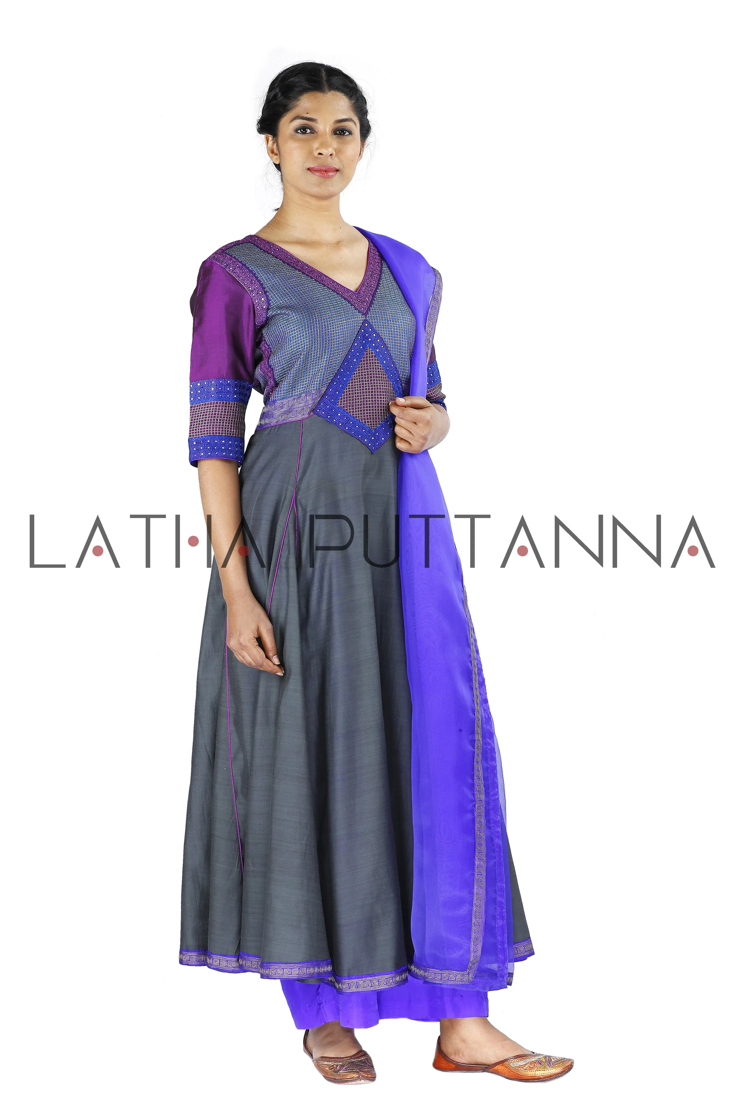 Grey and purple salwar