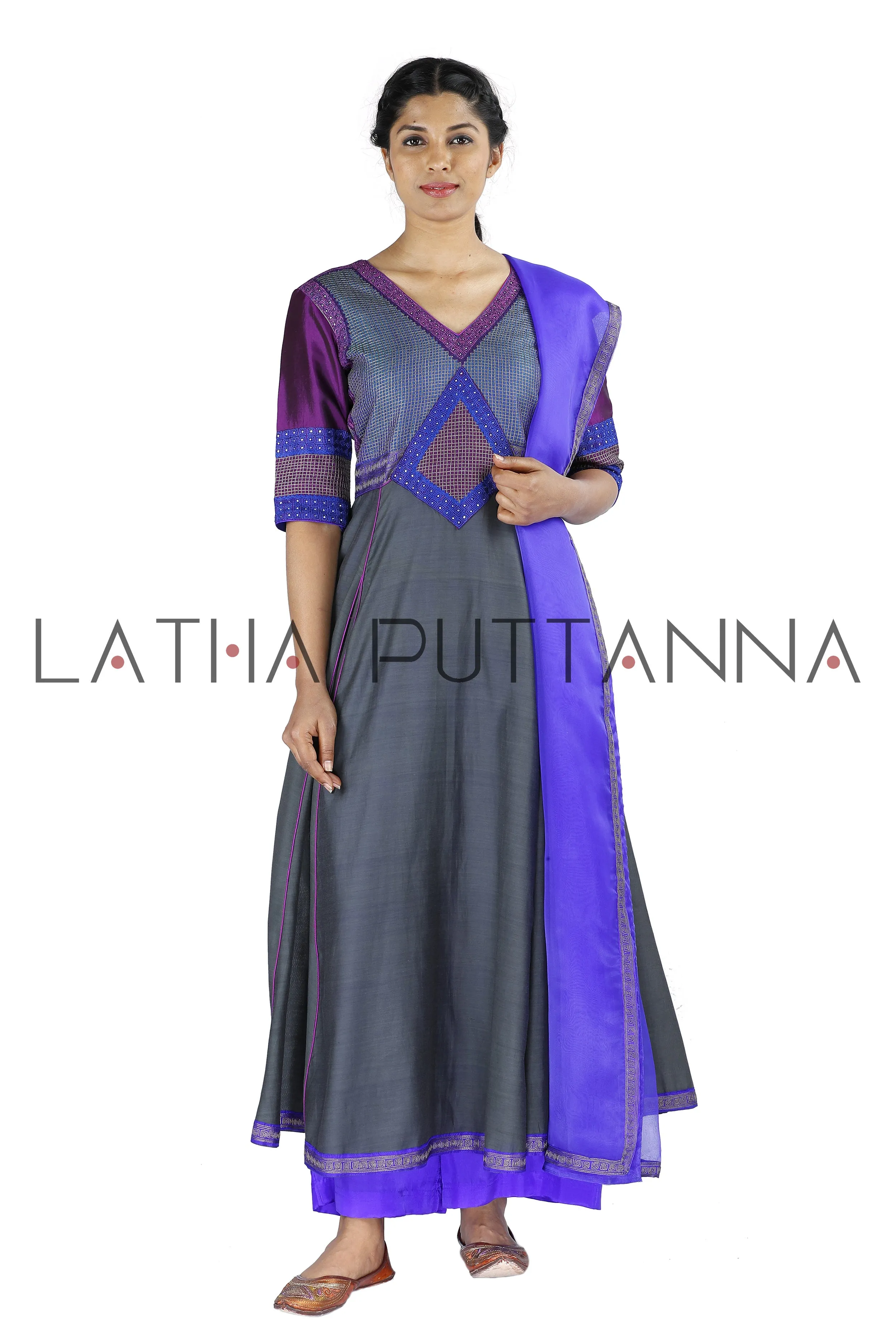 Grey and purple salwar