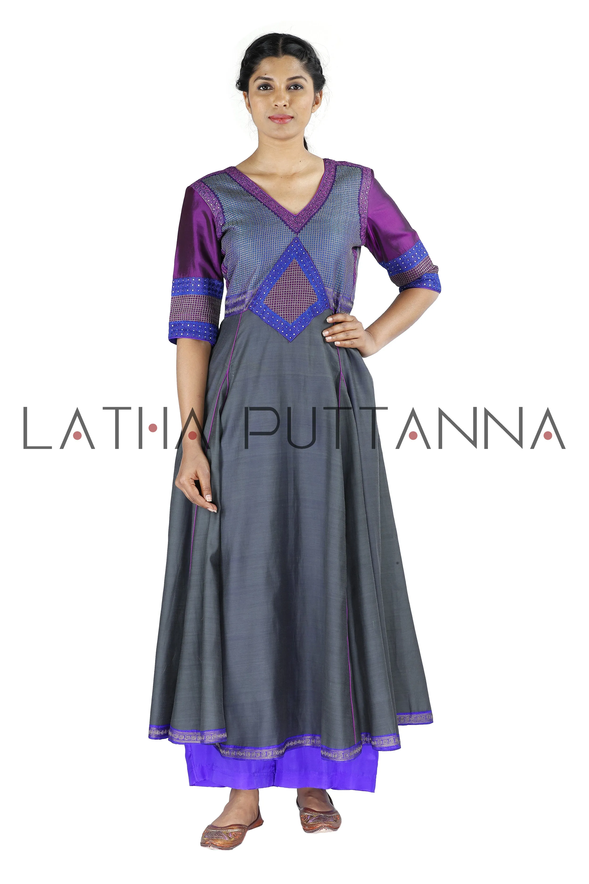 Grey and purple salwar