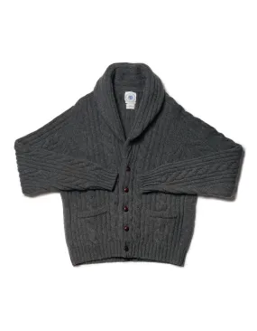 GREY LAMBSWOOL CABLE CARDIGAN