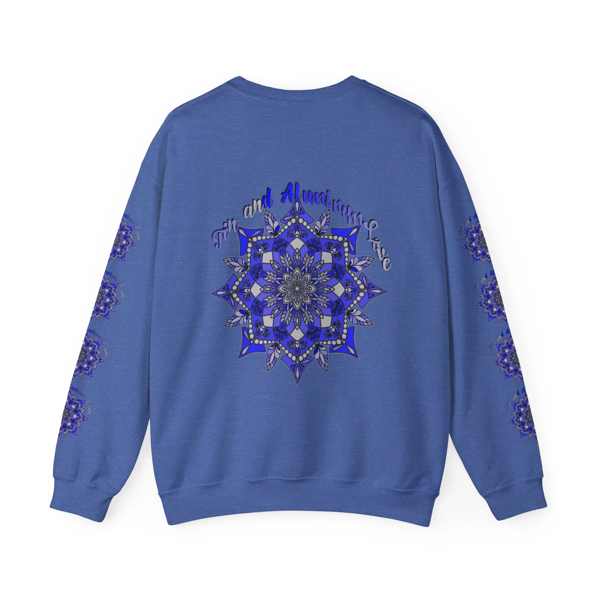 Handmade Mandala Design Unisex Sweatshirt - 10th Anniversary Tin and Aluminum Love