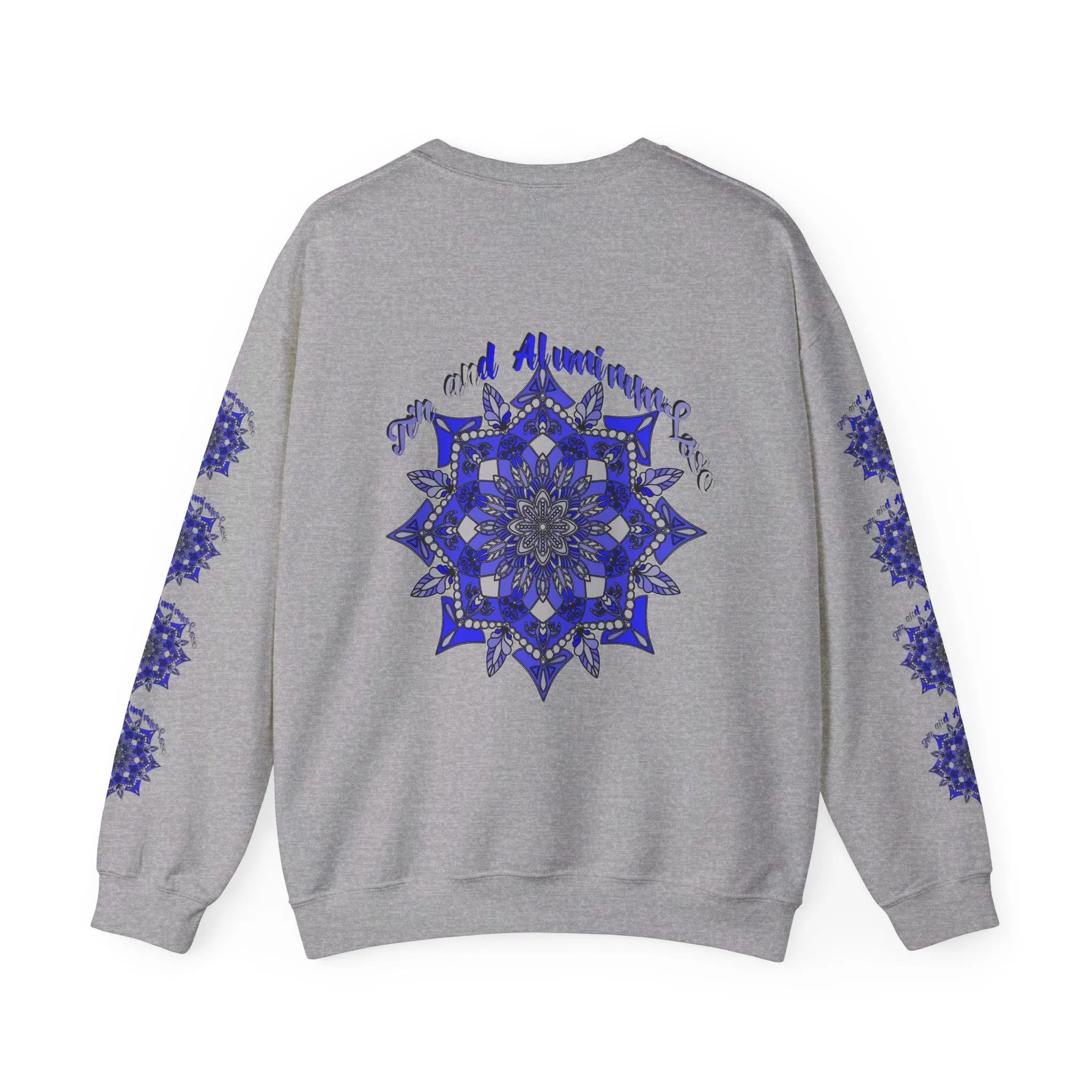 Handmade Mandala Design Unisex Sweatshirt - 10th Anniversary Tin and Aluminum Love